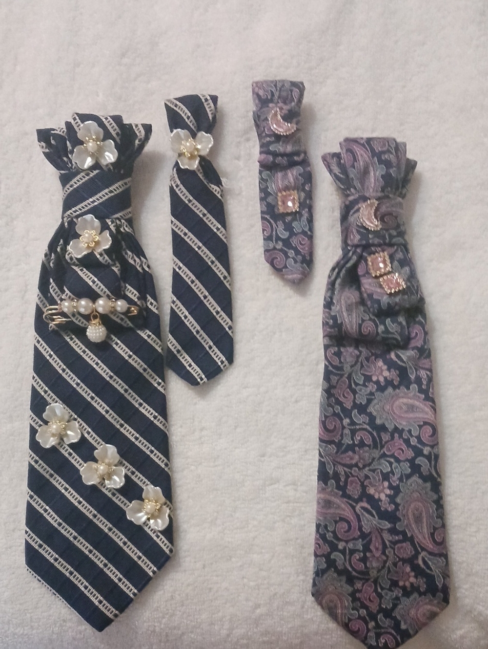 Men's Navy Striped and Paisley Tie Set - Navy